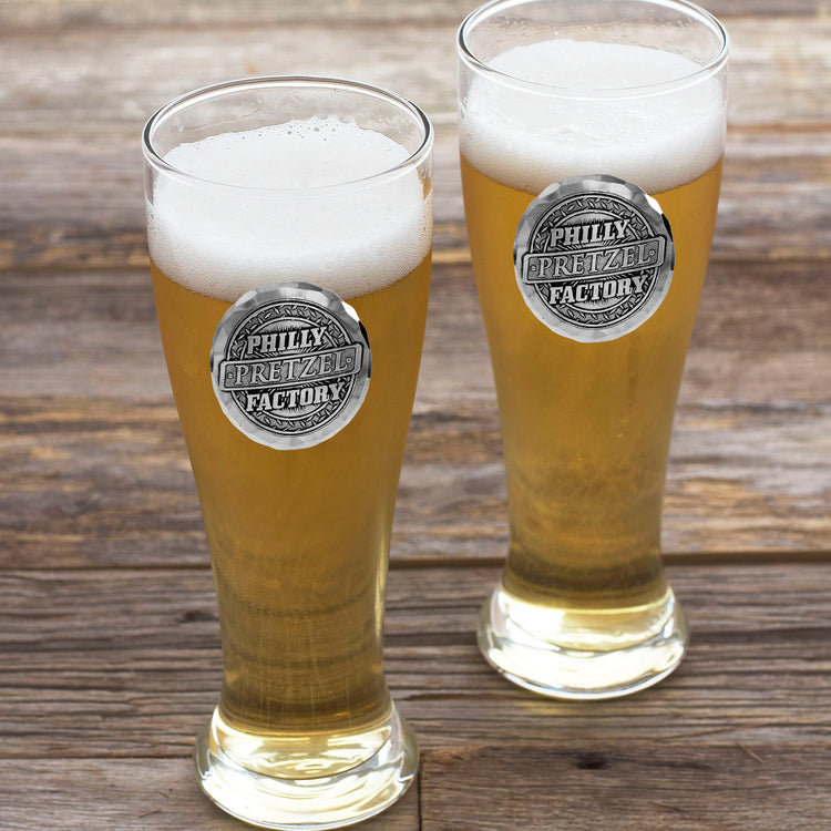 York Pilsner Glass with Medallion Set of 2