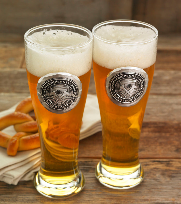 York Pilsner Glass with Medallion Set of 2