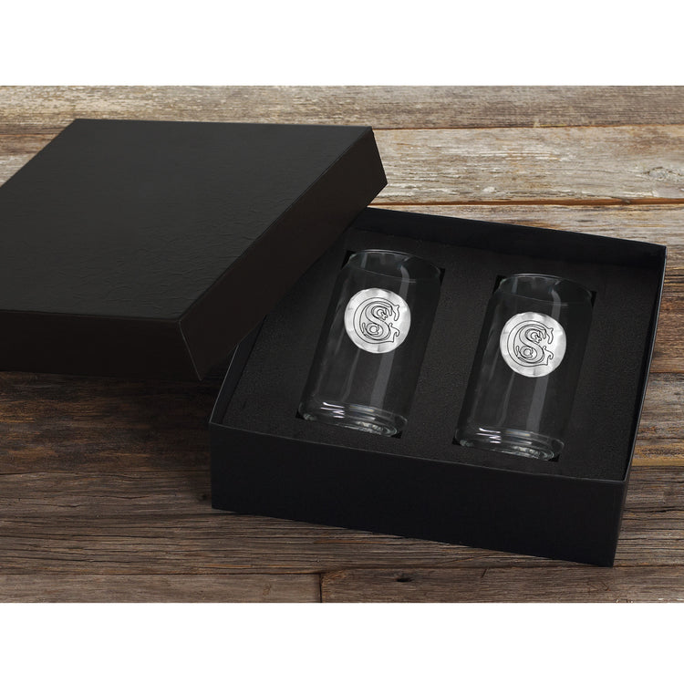 Beer Can Glass with Medallion Set of 2