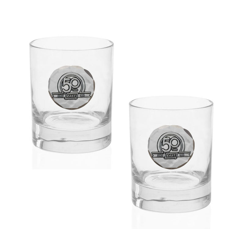 York Round Rocks Glass Set of 2 with Custom Medallion