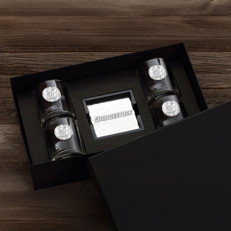 Soho 4-Piece Rocks Glass and Coaster Set