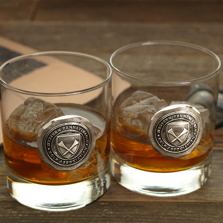 T Round Rocks Glass York Round Rocks Glass Set of 2 with Custom Medallion