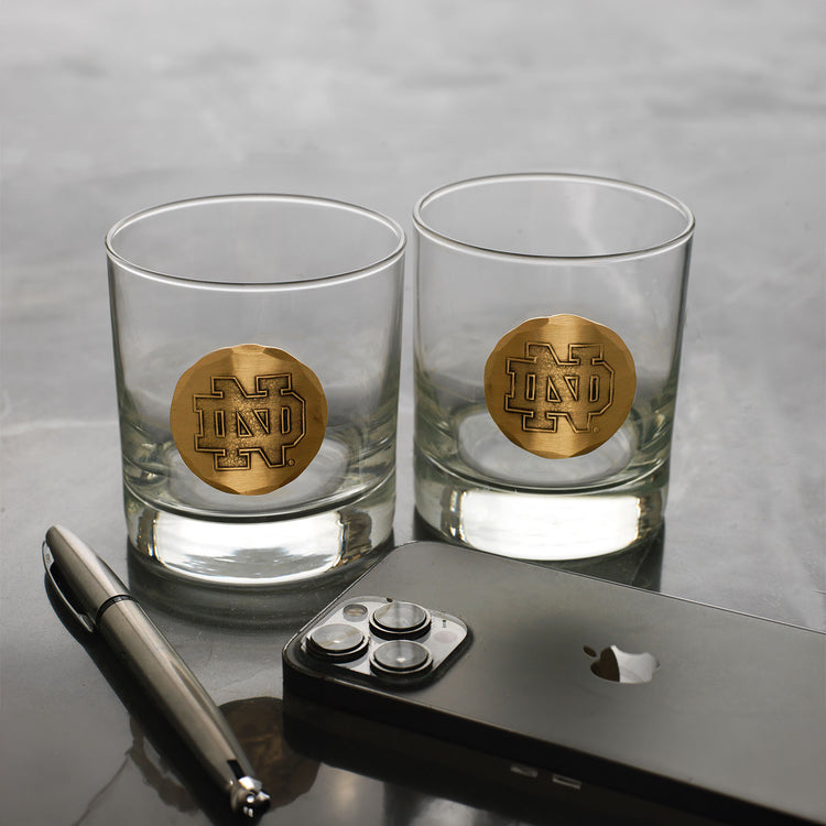 York Round Rocks Glass Set of 2 with Custom Medallion