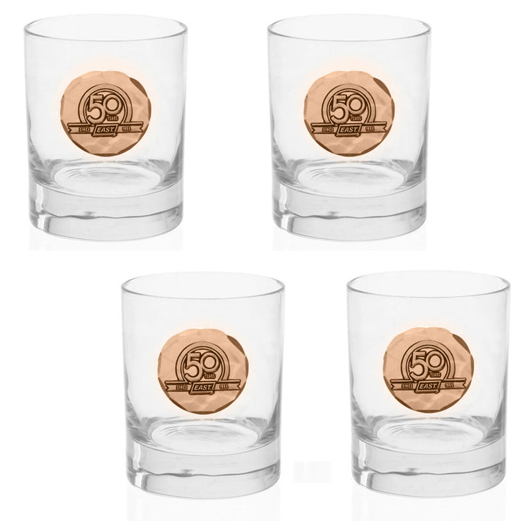 York Round Rocks Glass Set of 4 with Custom Medallion