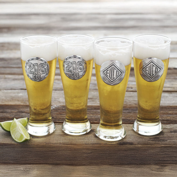 York Pilsner Glass with Medallion Set of 4