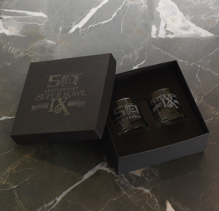 York Round Rocks Glass Set of 2 with Custom Medallion