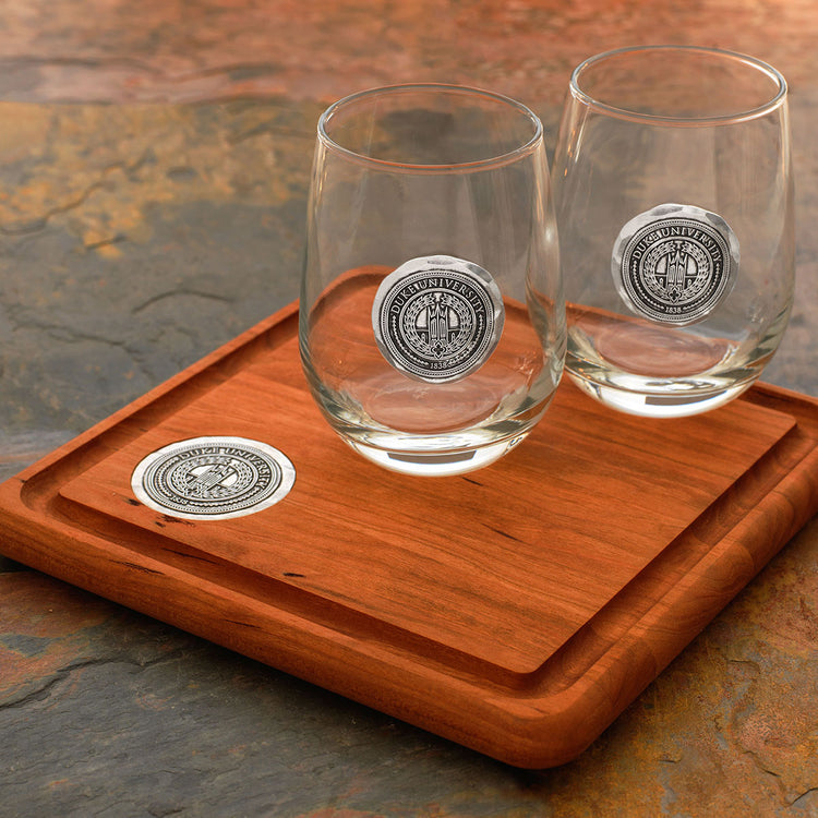 9x9 Cherry Cutting Board with Aluminum Medallion