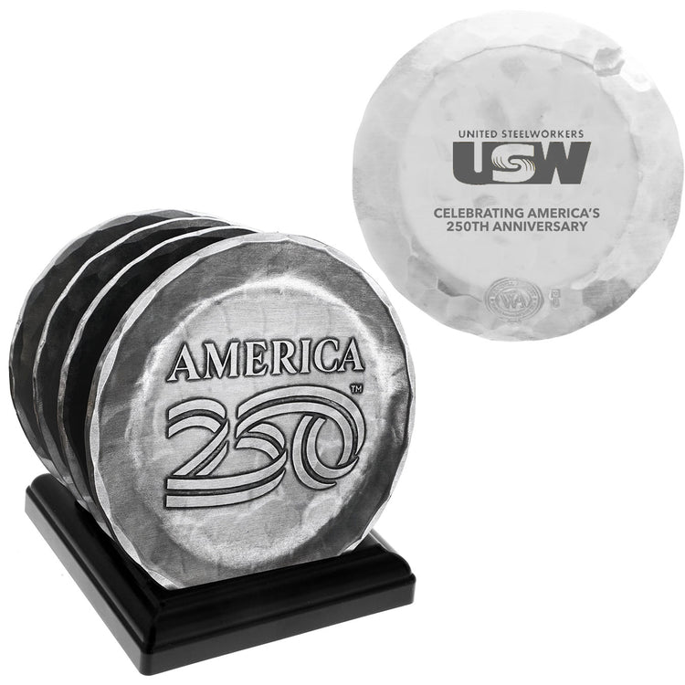 America250 Coaster Set with Caddy with Custom Engraving