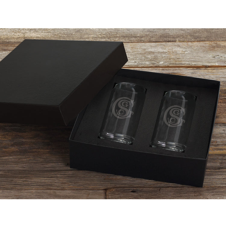 Beer Can Glass with Medallion Set of 2