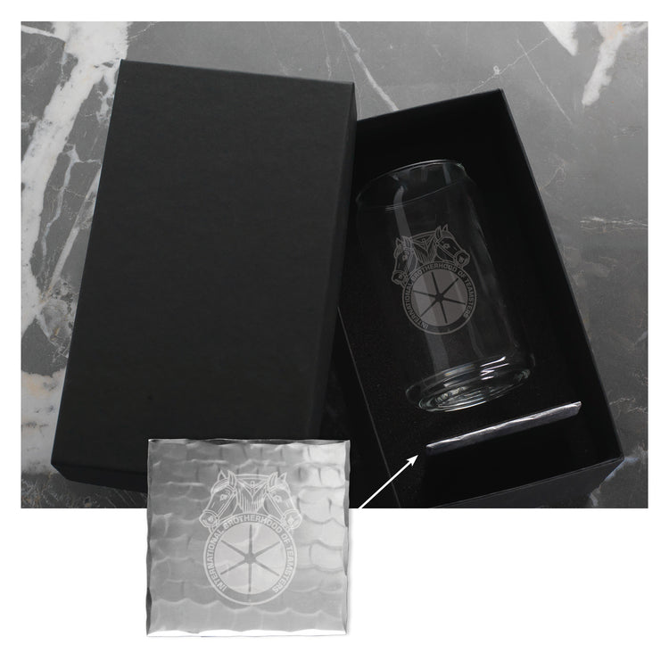 SOHO Single Beer Can Glass and Square Coaster Set