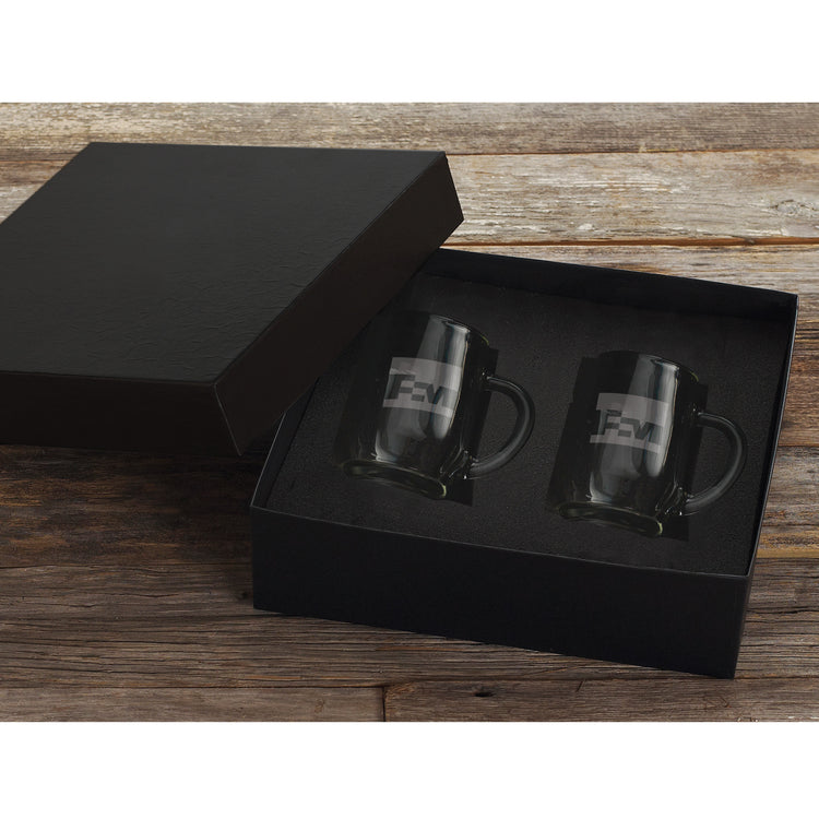 Glass Mug with Medallion Set of 2