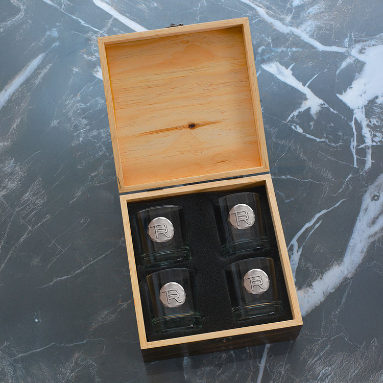 Manhattan 4-Piece Rocks Glass and Coaster Set